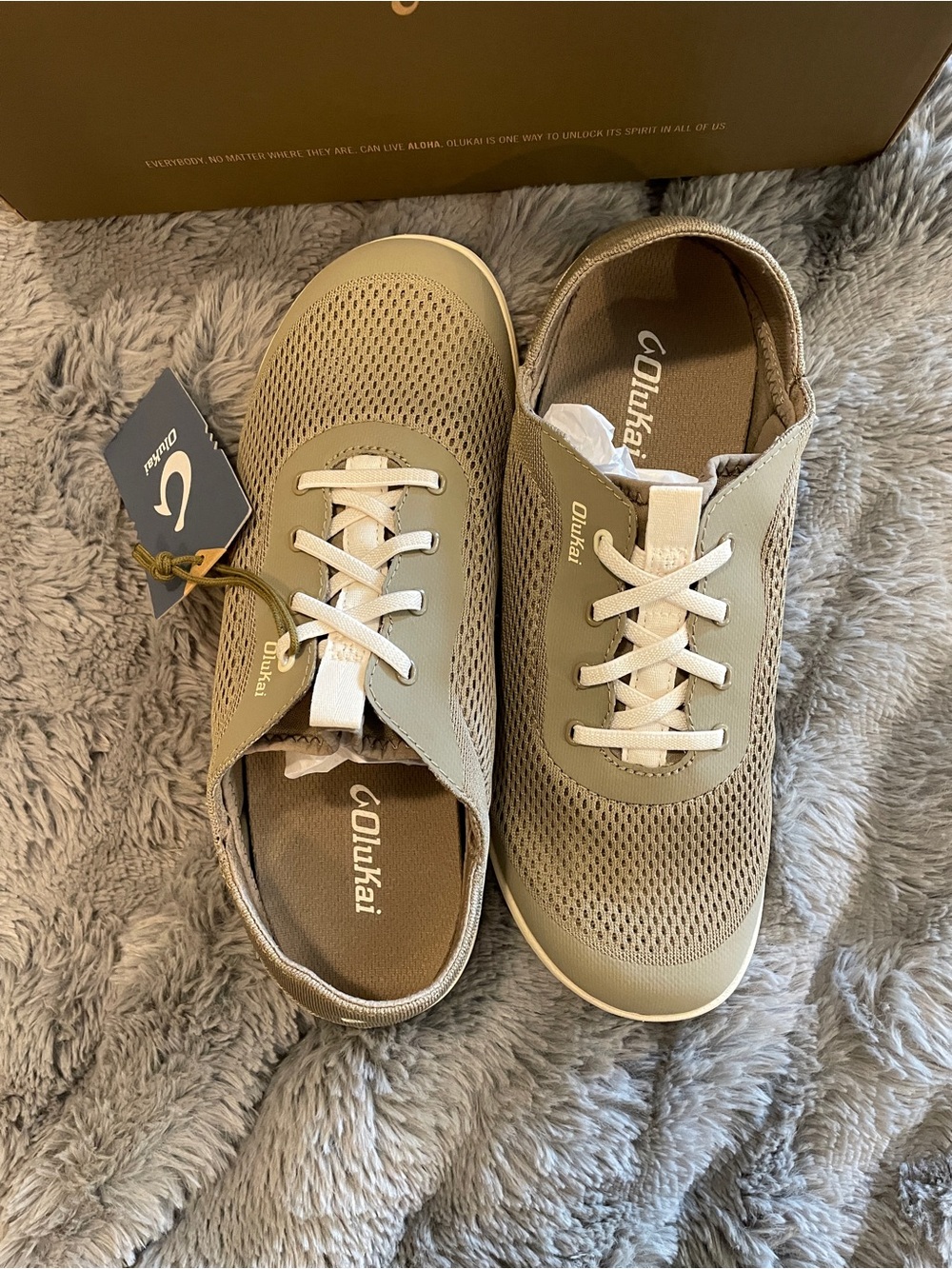 Olukai Casual Lace-Up Sneakers in Taupe